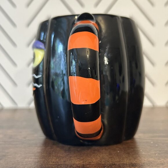 Cracker Barrel Black Cat Pumpkin Shaped Ceramic Mug 16oz Halloween Themed - Picture 7 of 9